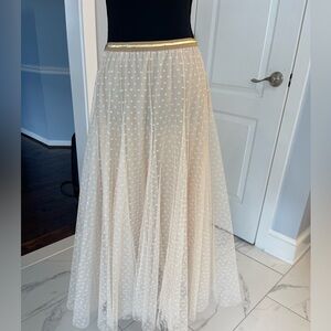 Chicwish Cream Tulle Maxi A-Line Skirt 28 inch waist